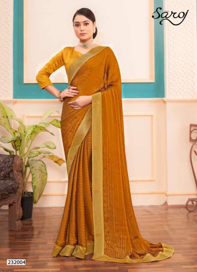 Saroj Prisha Designer Festive Wear Georgette Fancy Border Saree Collection